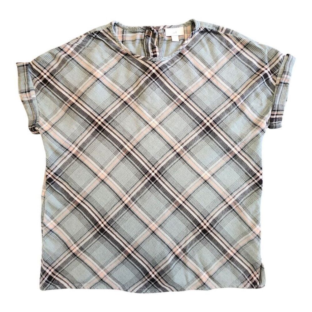 J. Jill Short Sleeve Tartan Plaid Shirt Womens‎ Small Cotton Modal Soft Summer